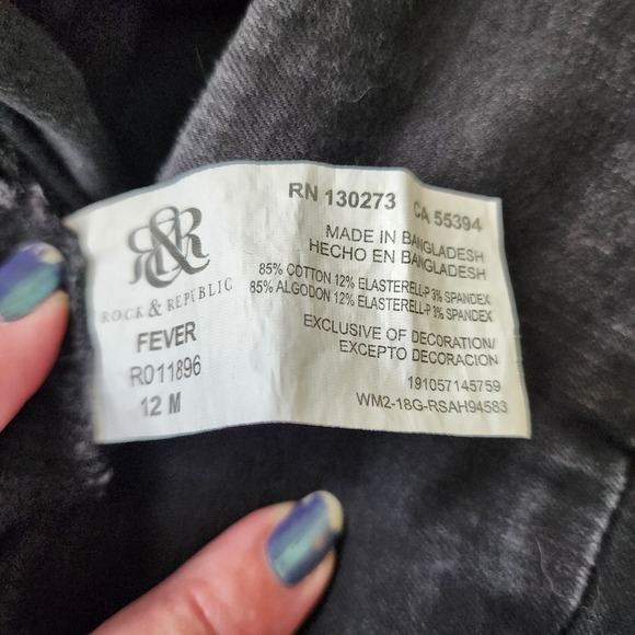 Rock & Republic Denim Rx Fever Pull On Skinny Jeans Women's 12 Black Denim Pants - Picture 4 of 9